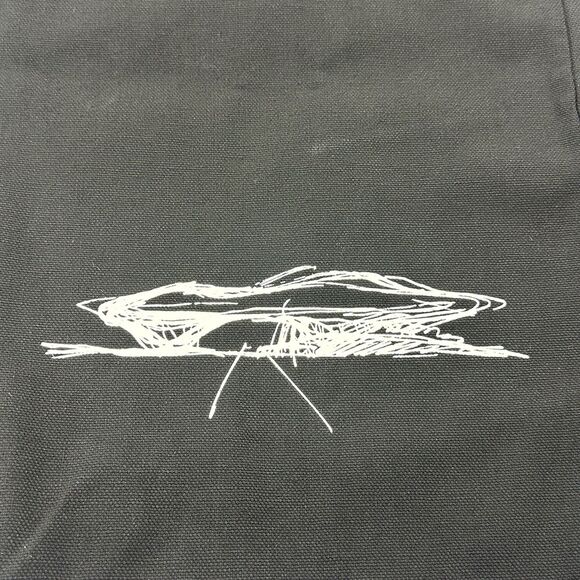 GEORGE LUCAS MUSEUM OF NARRATIVE ART Illustrated Spaceship Black Canvas Tote Bag - Picture 2 of 5